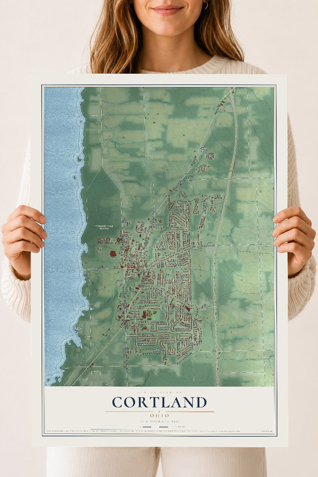 Map of Cortland, Ohio, 18 x 24 inch unframed archival matte print
