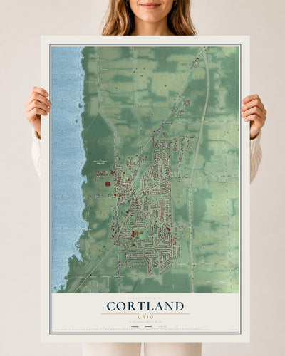 Map of Cortland, Ohio, 24 x 36 inch unframed archival matte print