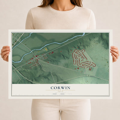 Map of Corwin, Ohio, 12 x 18 inch unframed archival matte print