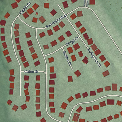 Close-up of the map of Corwin, Ohio print showing street and building detail