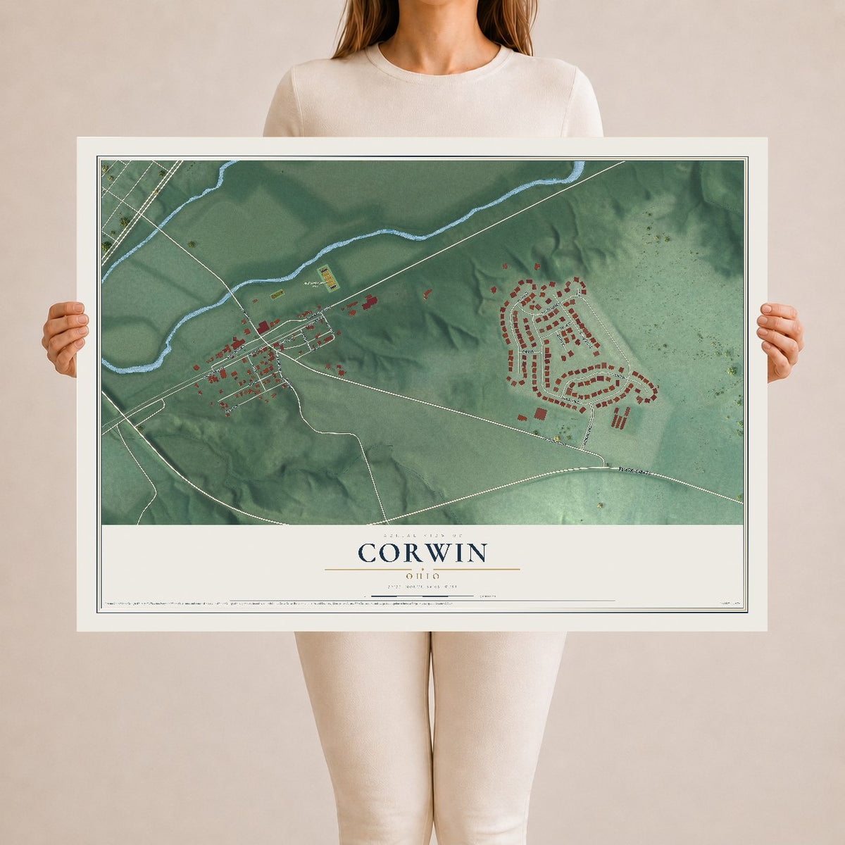 Map of Corwin, Ohio, 24 x 36 inch unframed archival matte print