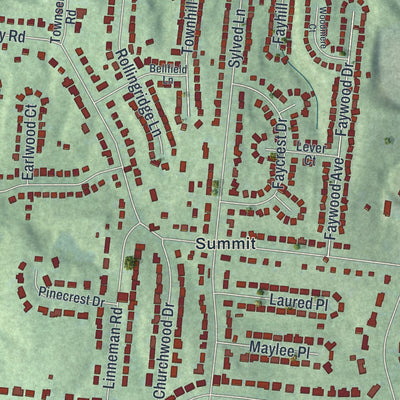 Close-up of the map of Covedale, Ohio print showing street and building detail