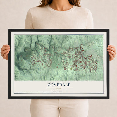 Map of Covedale, Ohio, 12 x 18 inch print in a black wood frame