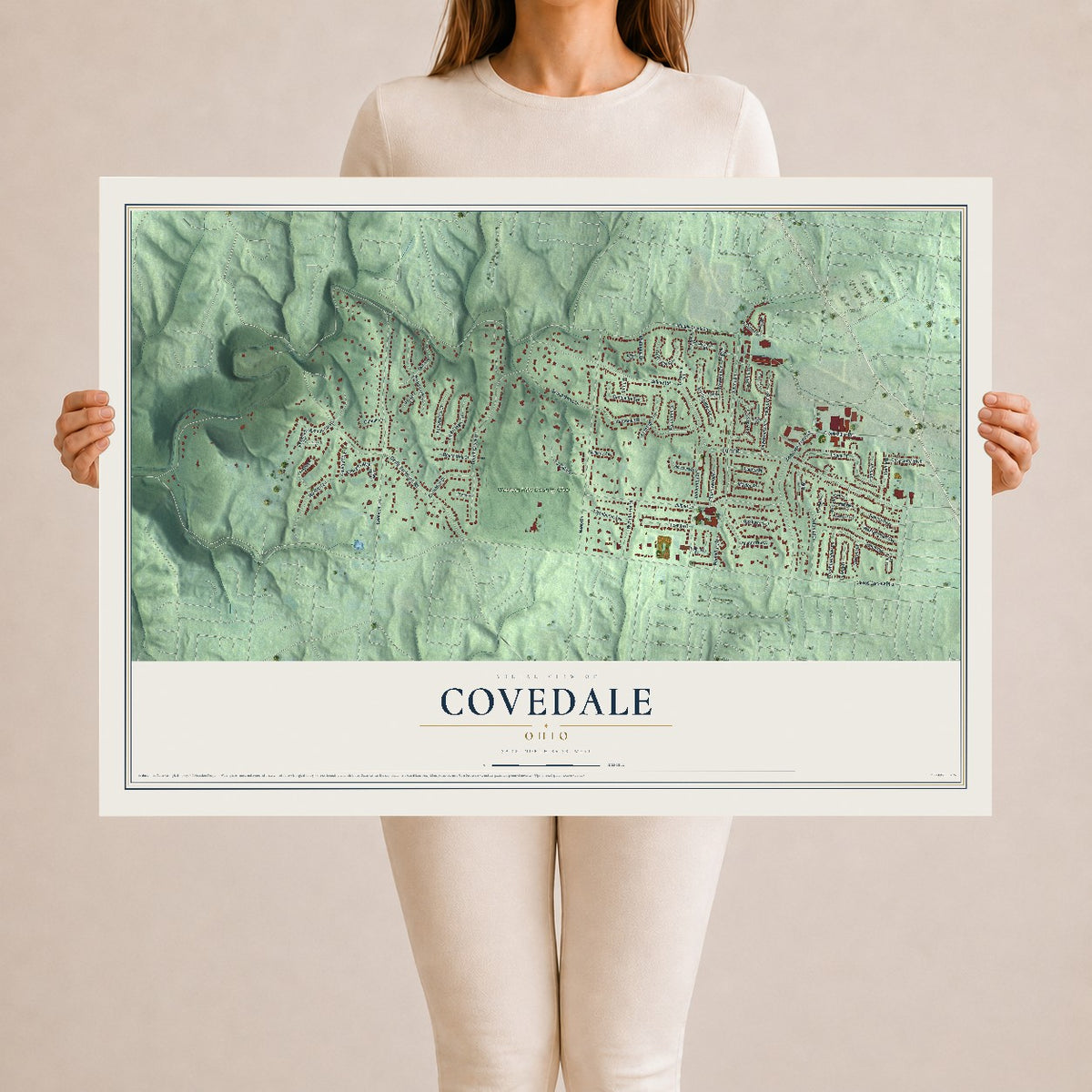 Map of Covedale, Ohio, 24 x 36 inch unframed archival matte print