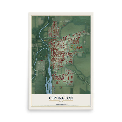 Map of Covington, Ohio, 12 x 18 inch unframed archival matte print