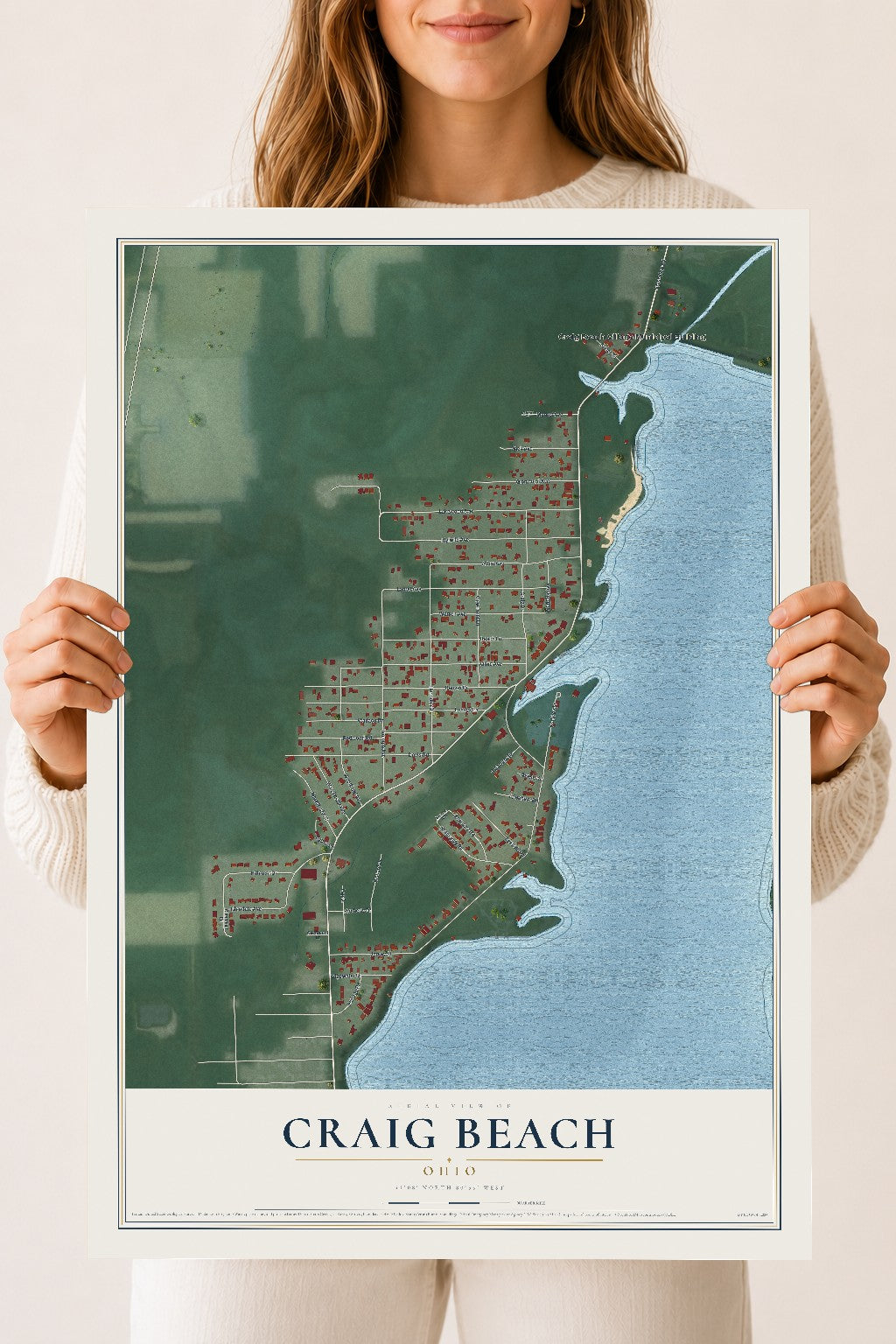 Map of Craig Beach, Ohio, 18 x 24 inch unframed archival matte print