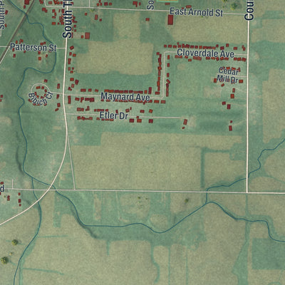 Second close-up of the map of Crestline, Ohio print showing more streets and buildings