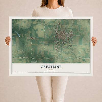 Map of Crestline, Ohio, 24 x 36 inch unframed archival matte print
