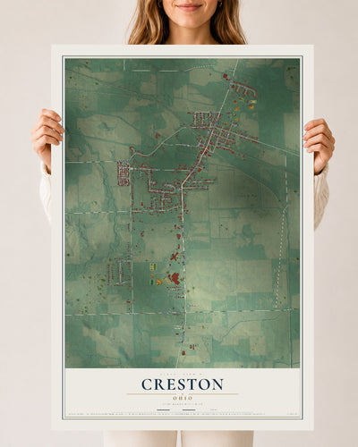 Map of Creston, Ohio, 24 x 36 inch unframed archival matte print