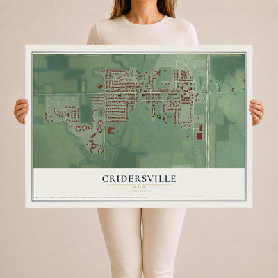 Map of Cridersville, Ohio, 24 x 36 inch unframed archival matte print
