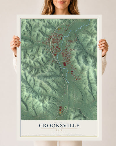 Map of Crooksville, Ohio, 24 x 36 inch unframed archival matte print