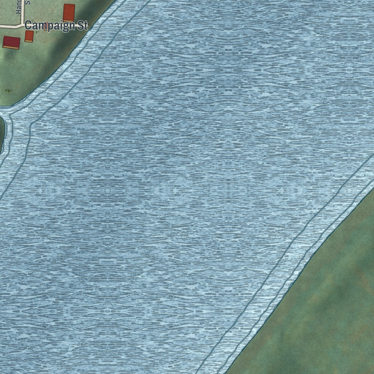 Second close-up of the map of Crown City, Ohio print showing more streets and buildings