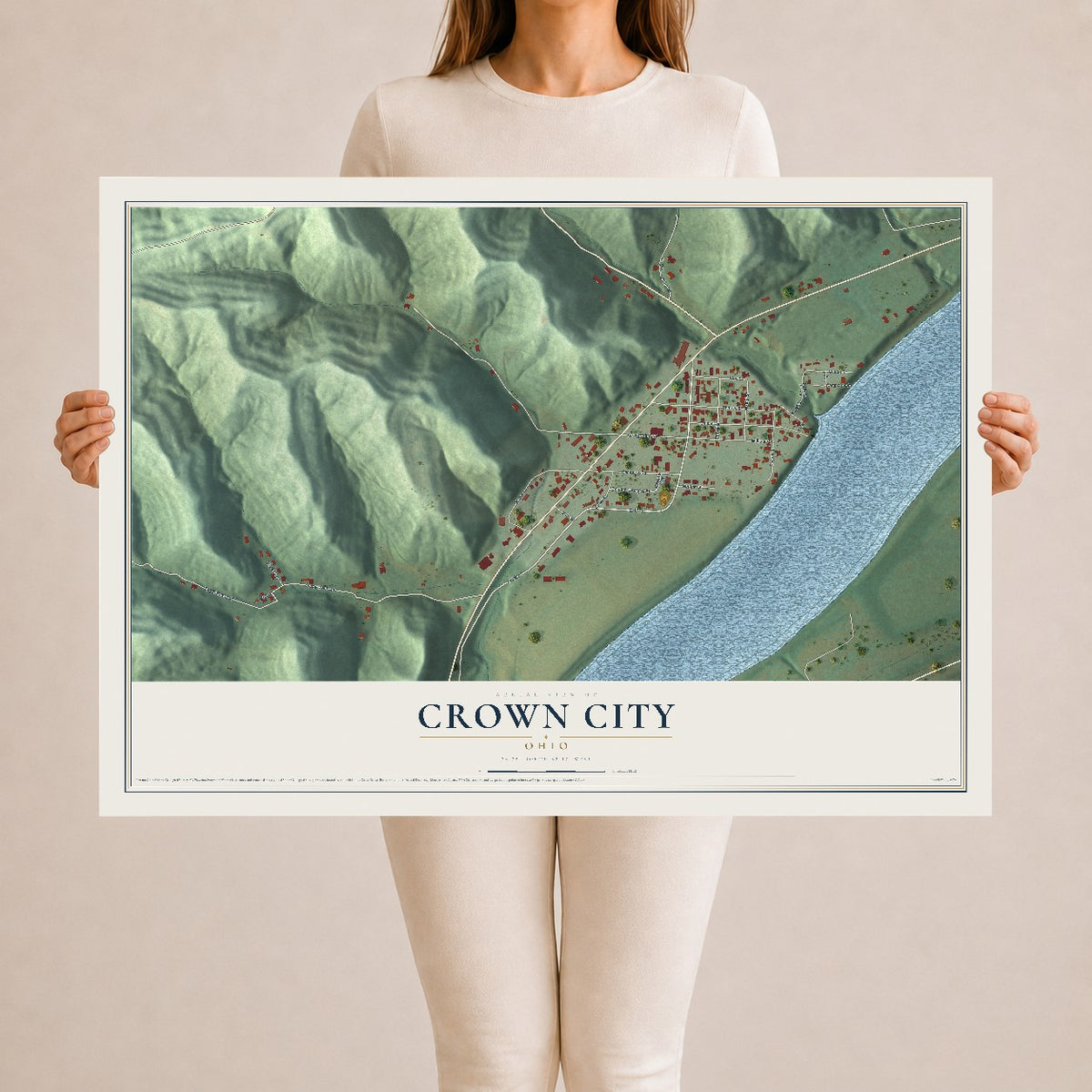 Map of Crown City, Ohio, 24 x 36 inch unframed archival matte print