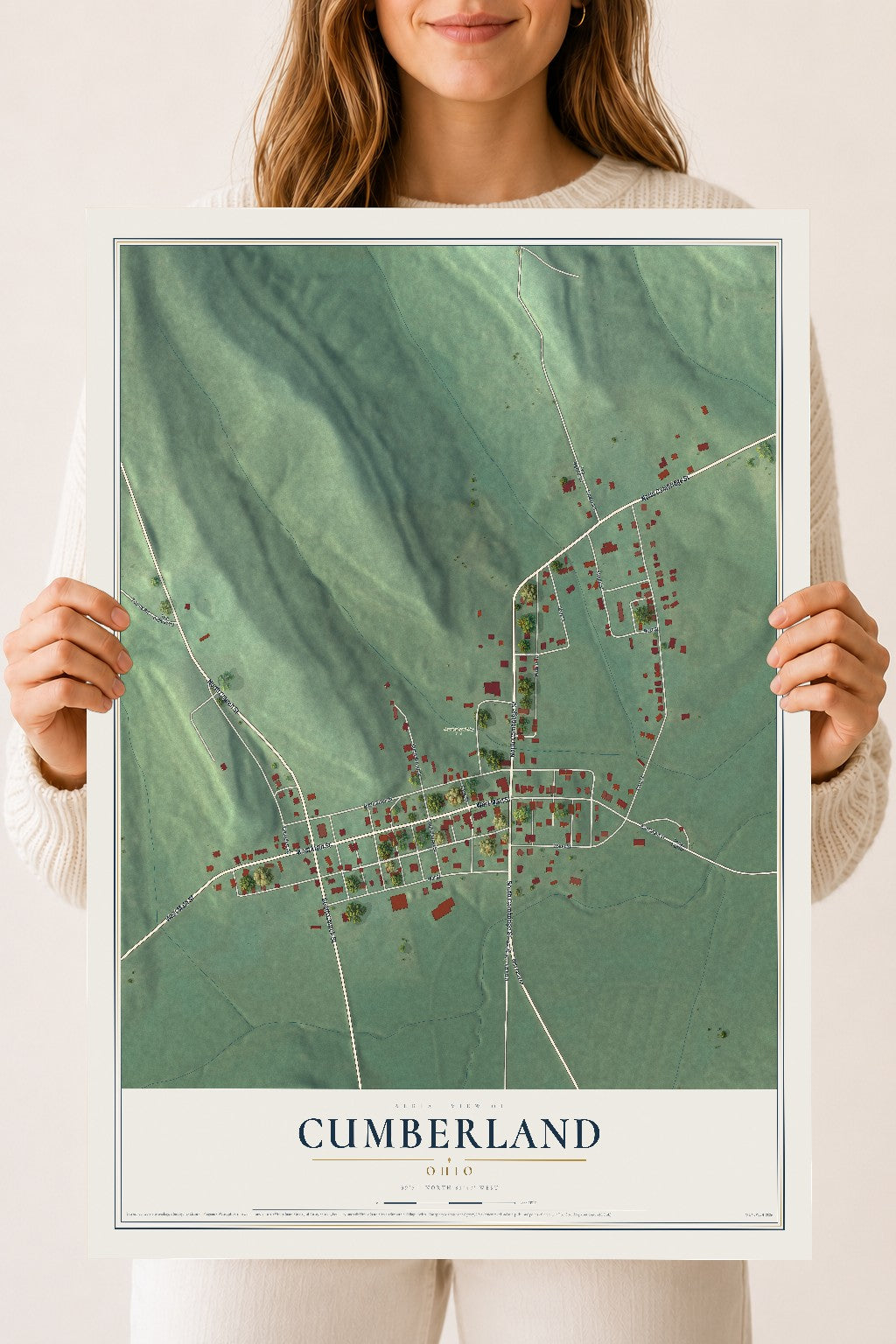 Map of Cumberland, Ohio, 18 x 24 inch unframed archival matte print