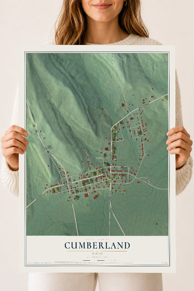 Map of Cumberland, Ohio, 18 x 24 inch unframed archival matte print