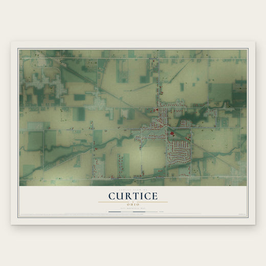 Curtice, Ohio map print, the full design