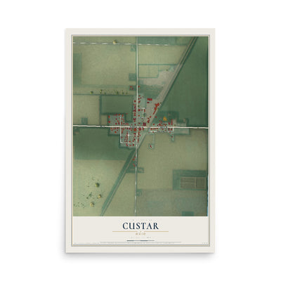 Map of Custar, Ohio, 12 x 18 inch unframed archival matte print
