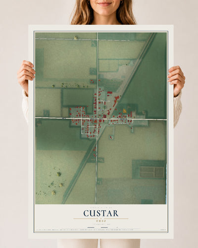 Map of Custar, Ohio, 24 x 36 inch unframed archival matte print