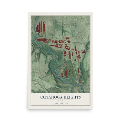 Map of Cuyahoga Heights, Ohio, 12 x 18 inch unframed archival matte print