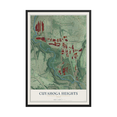 Map of Cuyahoga Heights, Ohio, 12 x 18 inch print in a black wood frame