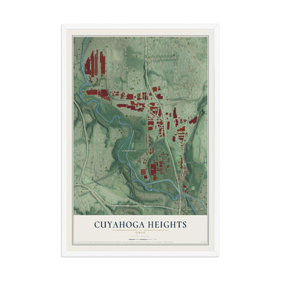 Map of Cuyahoga Heights, Ohio, 12 x 18 inch print in a white wood frame