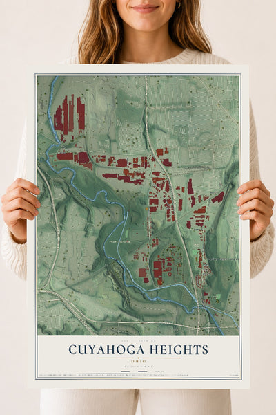 Map of Cuyahoga Heights, Ohio, 18 x 24 inch unframed archival matte print