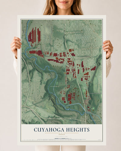 Map of Cuyahoga Heights, Ohio, 24 x 36 inch unframed archival matte print