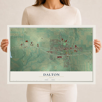 Map of Dalton, Ohio, 12 x 18 inch unframed archival matte print