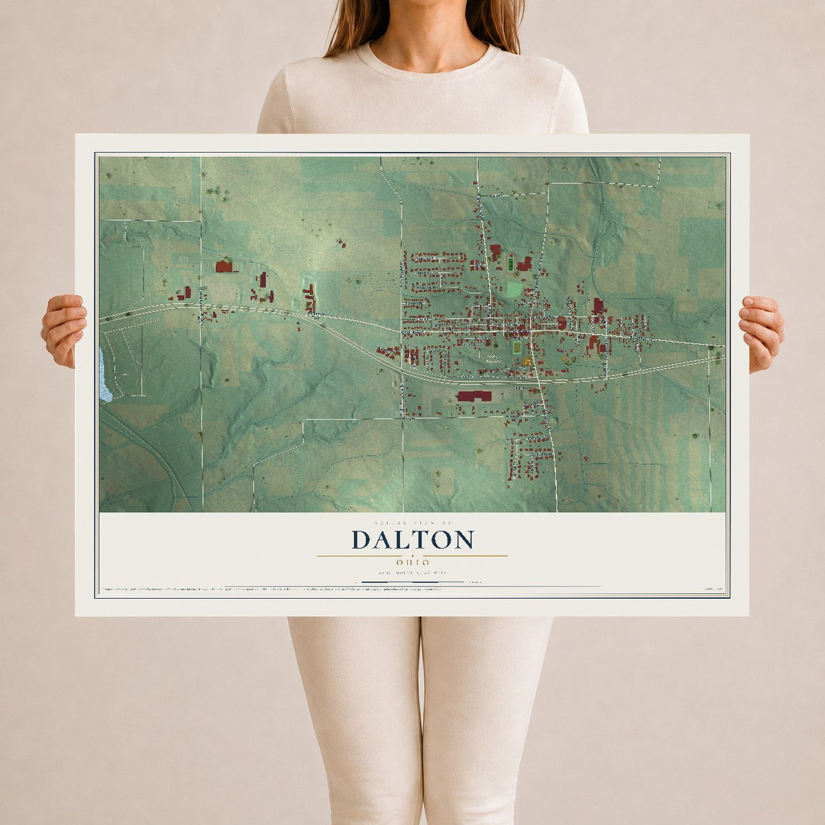Map of Dalton, Ohio, 24 x 36 inch unframed archival matte print
