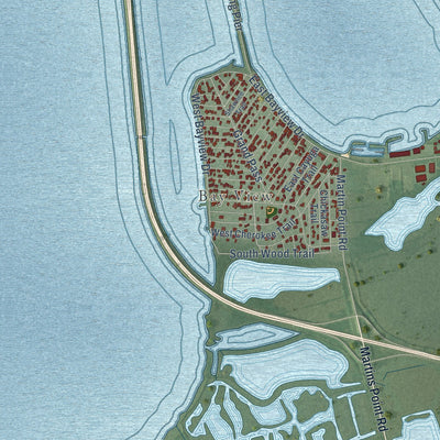 Close-up of the map of Danbury, Ohio print showing street and building detail