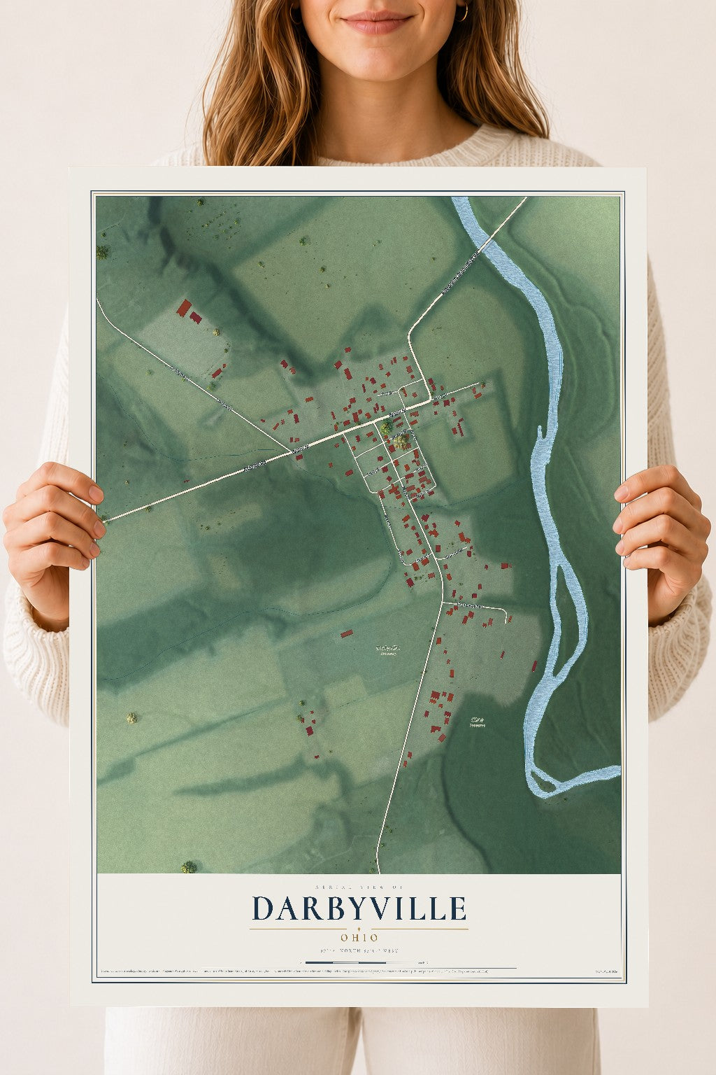 Map of Darbyville, Ohio, 18 x 24 inch unframed archival matte print