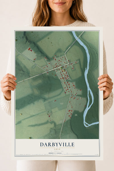 Map of Darbyville, Ohio, 18 x 24 inch unframed archival matte print