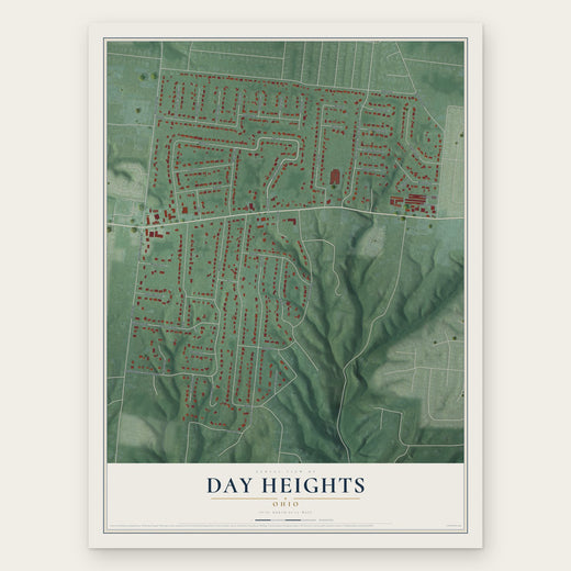 Day Heights, Ohio map print, the full design