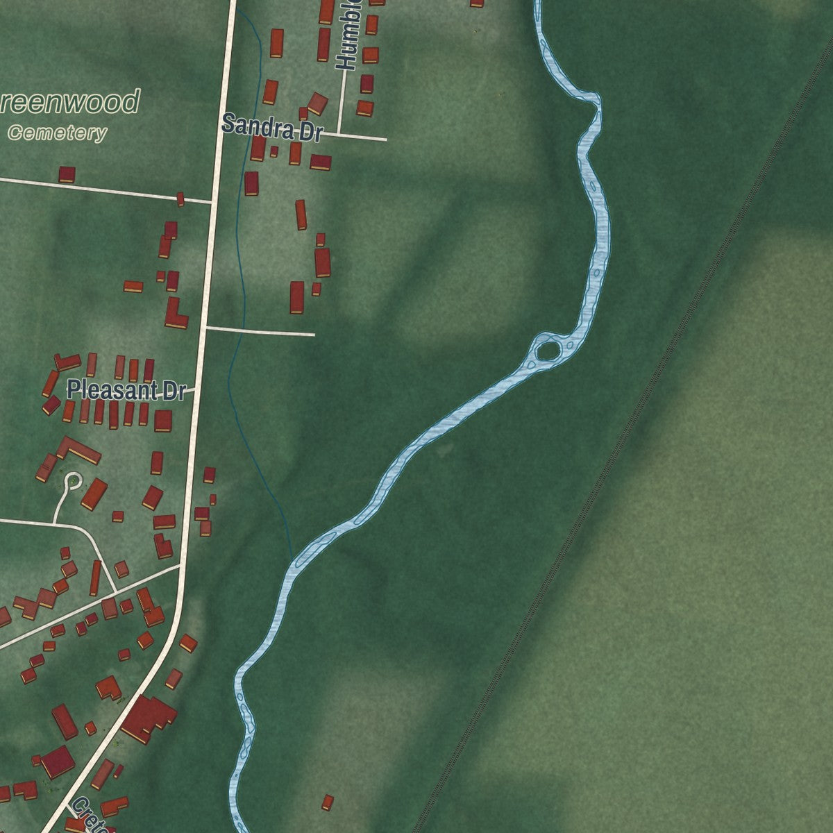 Second close-up of the map of De Graff, Ohio print showing more streets and buildings