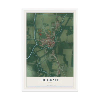 Map of De Graff, Ohio, 12 x 18 inch print in a white wood frame