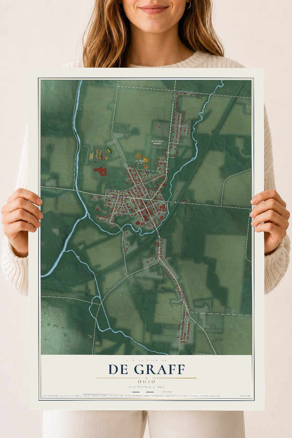 Map of De Graff, Ohio, 18 x 24 inch unframed archival matte print