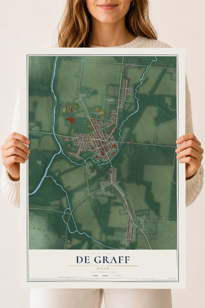 Map of De Graff, Ohio, 18 x 24 inch unframed archival matte print
