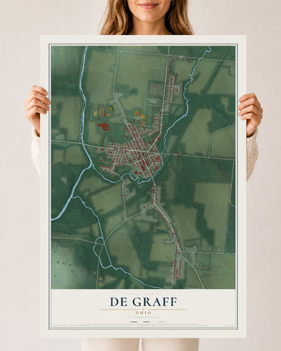 Map of De Graff, Ohio, 24 x 36 inch unframed archival matte print