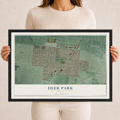 Map of Deer Park, Ohio, 12 x 18 inch print in a black wood frame