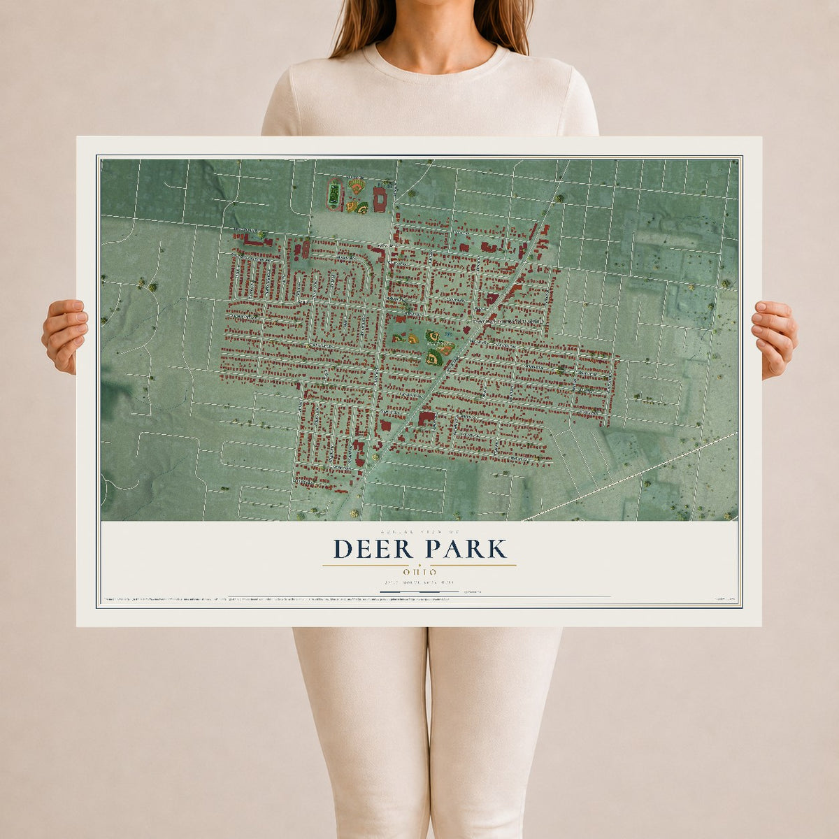 Map of Deer Park, Ohio, 24 x 36 inch unframed archival matte print