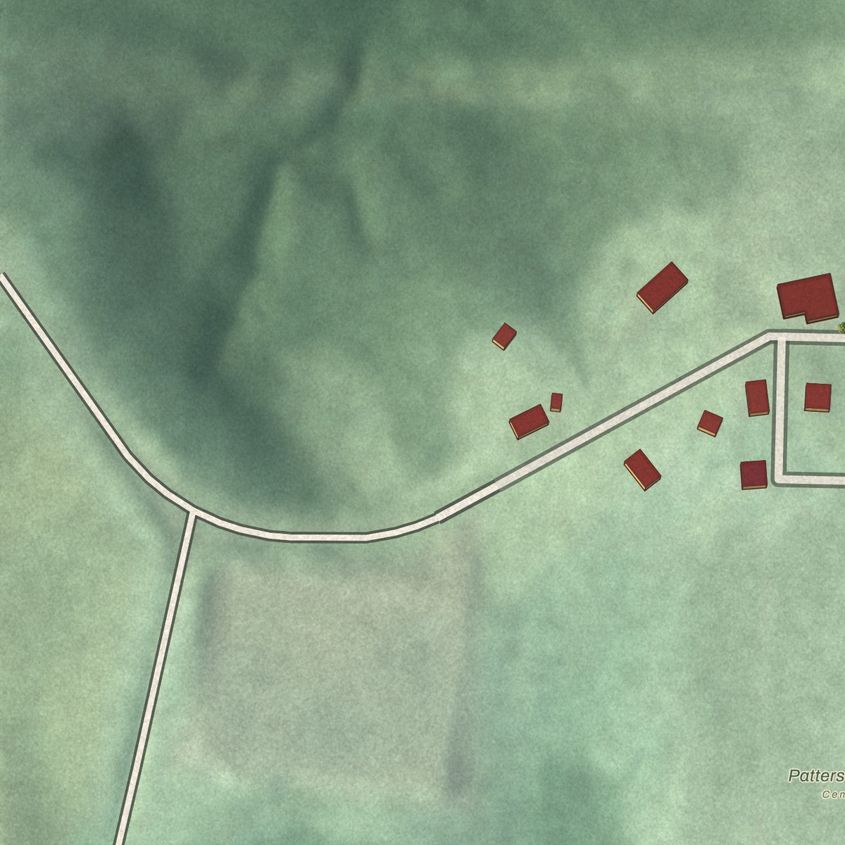 Second close-up of the map of Deersville, Ohio print showing more streets and buildings