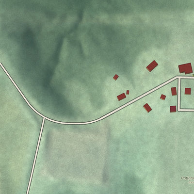 Second close-up of the map of Deersville, Ohio print showing more streets and buildings