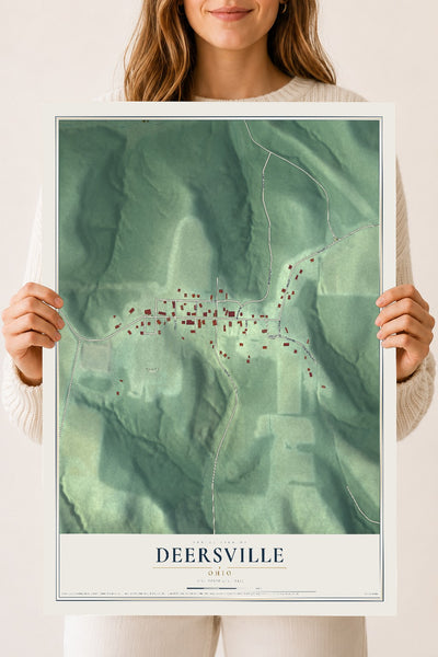Map of Deersville, Ohio, 18 x 24 inch unframed archival matte print