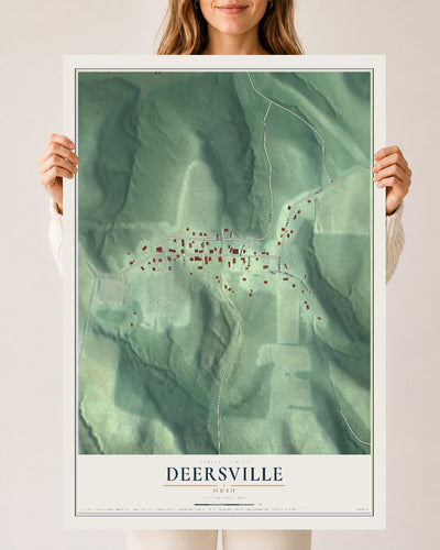 Map of Deersville, Ohio, 24 x 36 inch unframed archival matte print
