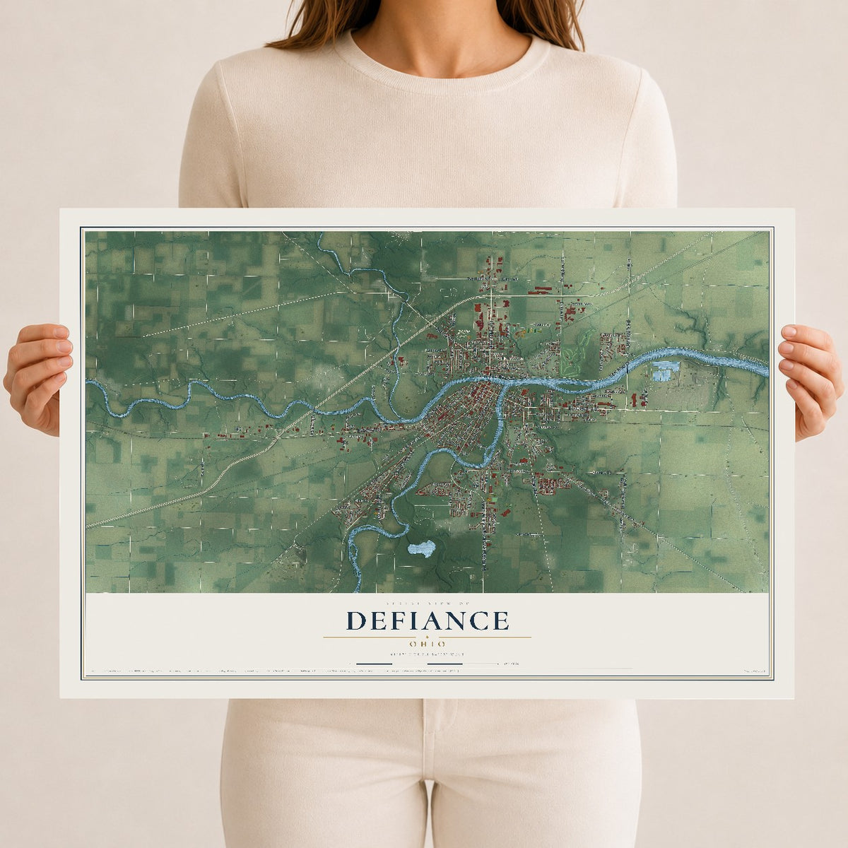 Map of Defiance, Ohio, 12 x 18 inch unframed archival matte print