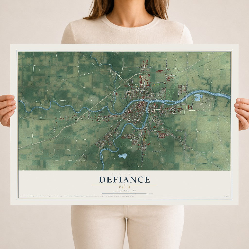 Map of Defiance, Ohio, 18 x 24 inch unframed archival matte print
