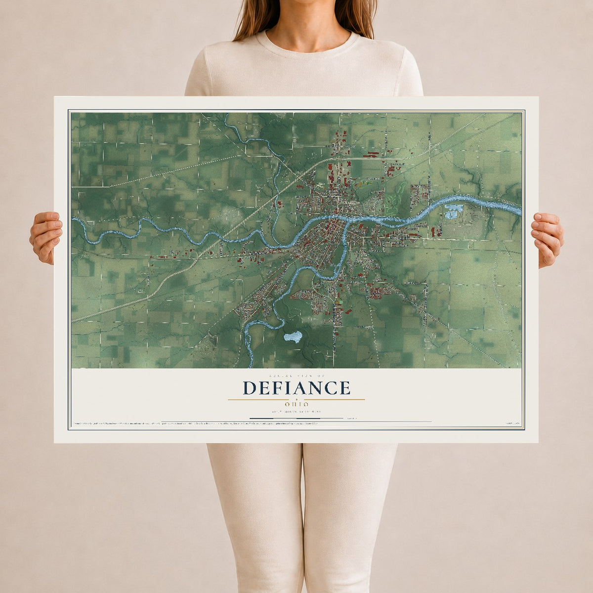 Map of Defiance, Ohio, 24 x 36 inch unframed archival matte print