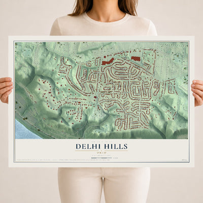 Map of Delhi Hills, Ohio, 18 x 24 inch unframed archival matte print