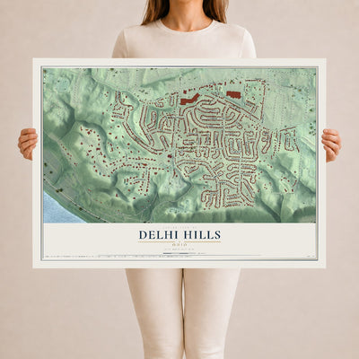 Map of Delhi Hills, Ohio, 24 x 36 inch unframed archival matte print