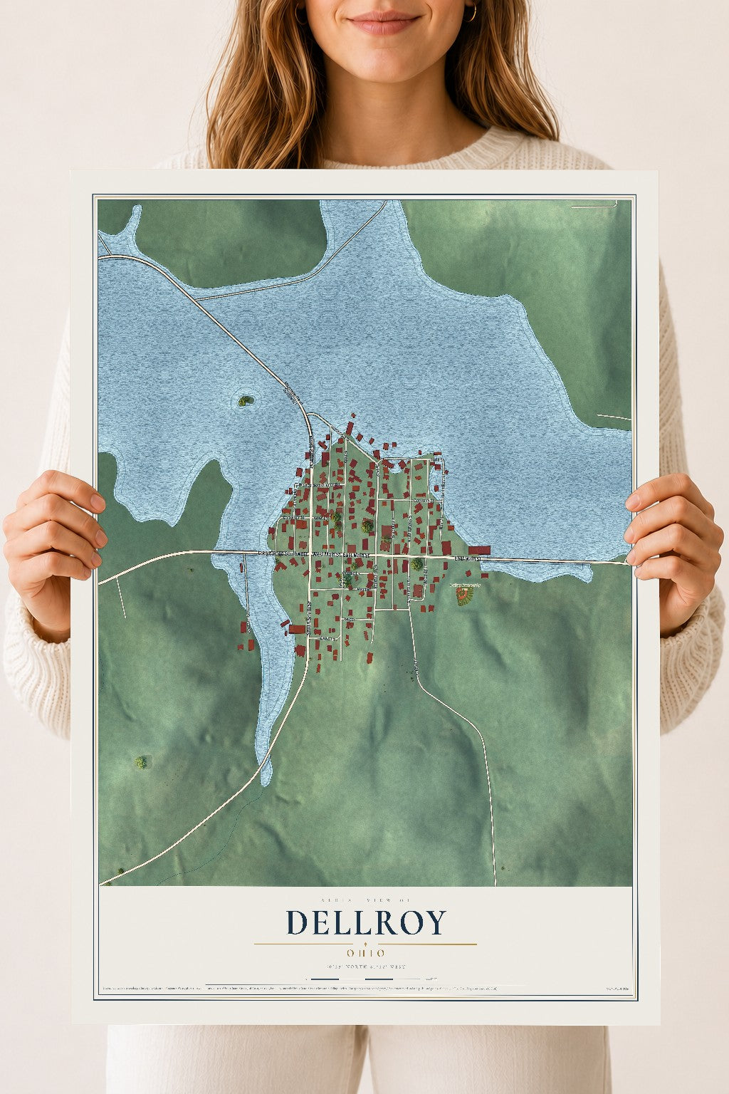 Map of Dellroy, Ohio, 18 x 24 inch unframed archival matte print